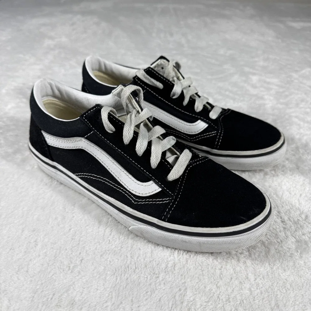 Vans Old Skool Kids Sneakers Black White Suede Skate Shoes Size 4.5 Junior